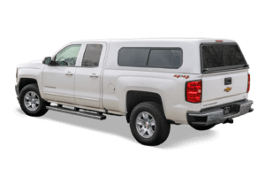 Chevy Silverado with a Jason Pace cab high truck cap with sliding side windows